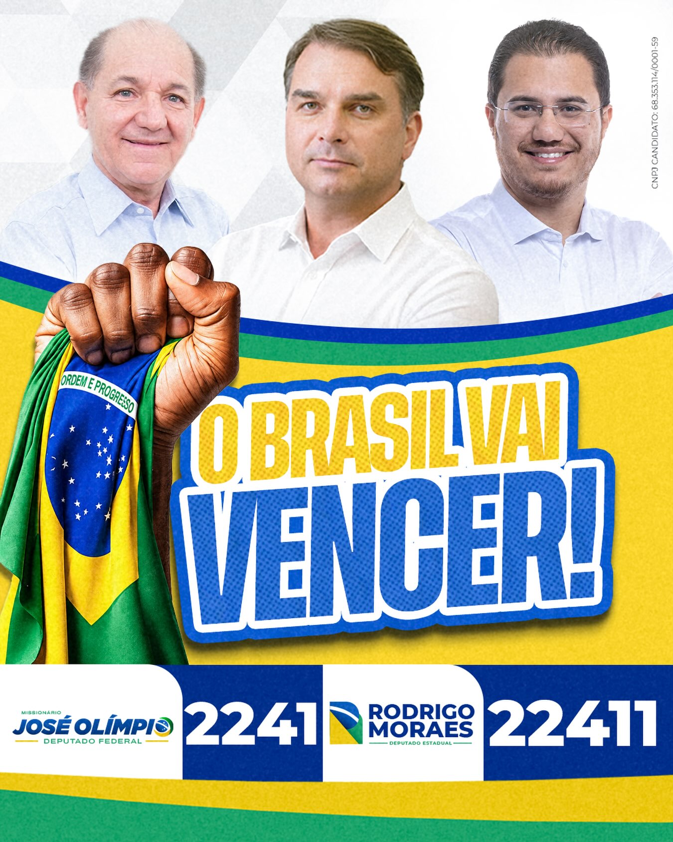 Peça oficial de campanha com Rodrigo Moraes e apoiadores